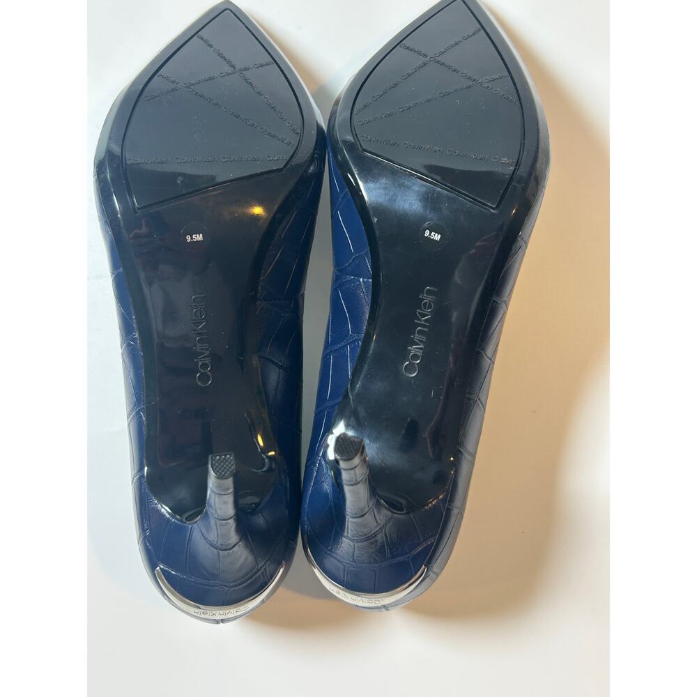 Calvin Klein Navy Blue Croc Pump NWOT 90s Minimalist Carolyn Bessette Style 9.5 - Picture 4 of 4